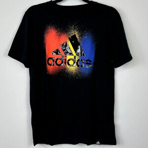 Adidas Boys T-Shirt Graphic Short Sleeved Black 100% Cotton Large 14-16